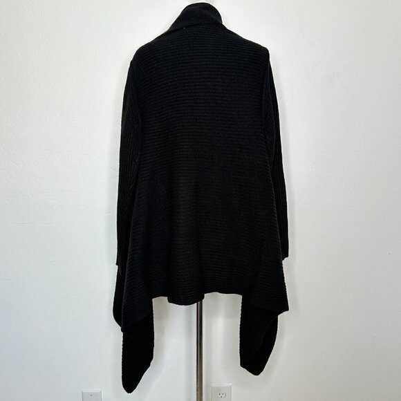 Joan Rivers NEW Plush Ribbed Waterfall Front Cardigan Black Small NWOT - Picture 5 of 6